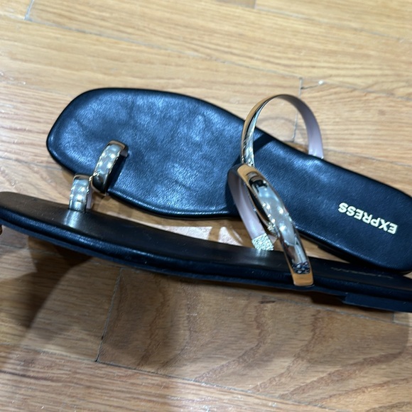 Express toe sandals black and gold - Picture 2 of 4